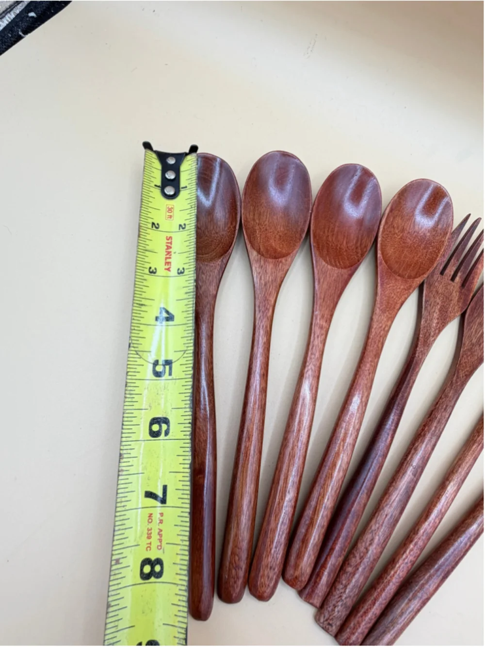 Set of 8 Wooden Flatware Utensils 4 Spoons 4 Forks 8.5